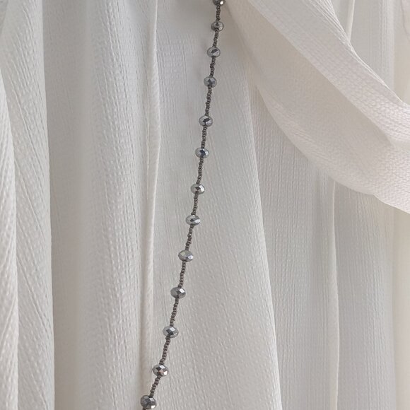 42" Vintage Diamond almond cut Gray glass necklace - Picture 5 of 6